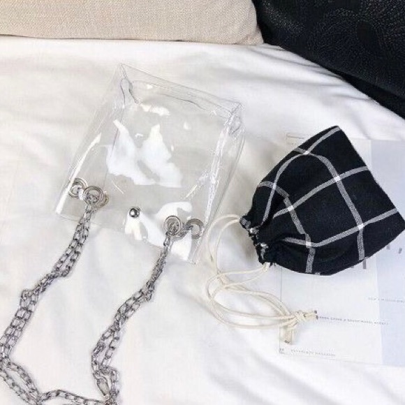 Transparent Crossbody Bucket Bag with Chain Strap - Picture 5 of 6
